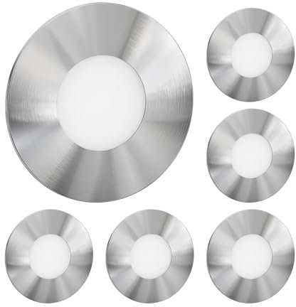 ledscom.de 6 Stück LED Treppenlicht/Wandeinbauleuchte FEX für innen und außen, rund, edelstahl, 85mm Ø, warmweiß