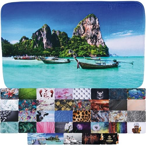 Sanilo Badteppich, viele schöne Badematten zur Auswahl, Badvorleger sehr weich und rutschfest, waschbar und schnelltrocknend (Thailand, 50 x 80 cm)