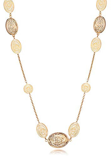 Ouran Collana lunga da donna, placcata in oro rosa e argento, collana a catena con zircone di cristallo, regalo per amici, mamma, Cristallo, Zirconia cubica