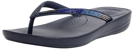 Fitflop Women's iQushion Sparkle Flip Flops, bleu marine, 38 EU