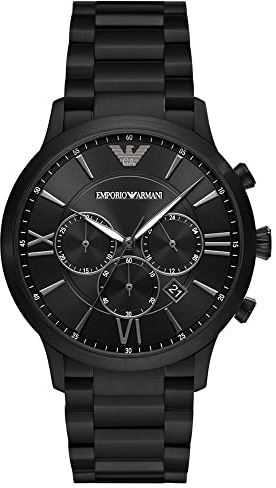 Emporio Armani Herren-Chronograph, Edelstahluhr, 43 mm Gehäusegröße