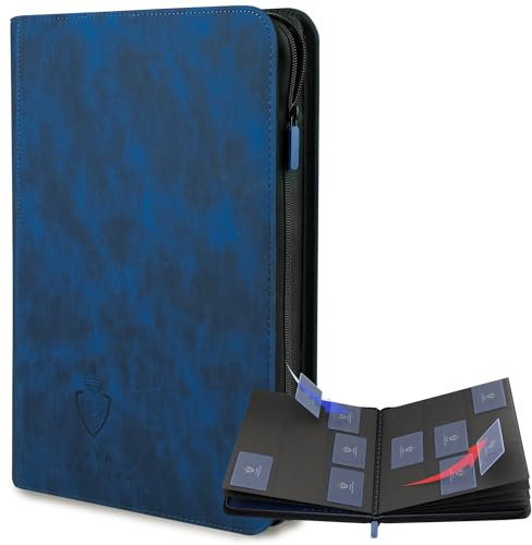 Card Guardian - 9 Pocket Premium+ Ordner mit Reißverschluss für 504 Karten - seitliche Einschubtaschen für Sammelkartenspiele TCG (blau)