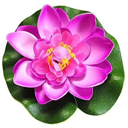 Anawakia 5 Stück Künstliche Pflanzen Teichpflanzen Lotus künstliche lotusblüte Lotusblatt Seerose künstliche Blumen Wasserlilie Schwimmend Lotusblüte Simulation Seerose 10 cm (Lila)