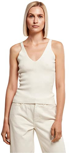 Urban Classics Damen Ladies Rib Knit Top T-Shirt, whitesand, 4XL