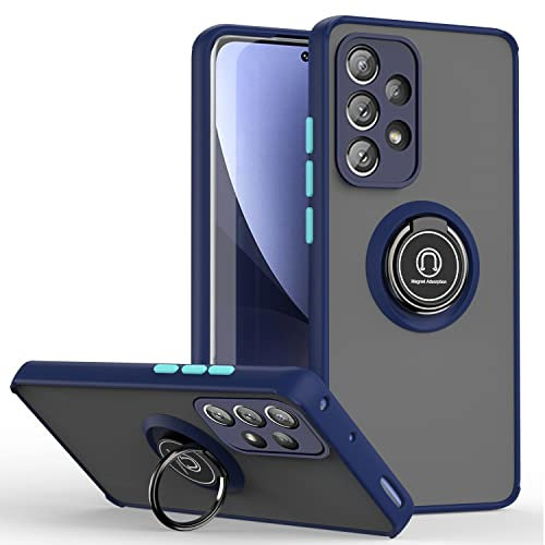 XINYEXIN Compatible with Samsung Galaxy A52 / A52 5G / A52S 5G Case with Ring Holder, PC +TPU Shockproof Bumper Case Protective Cover - Royal Blue
