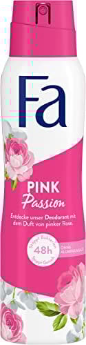 Fa Deospray Pink Passion (150 ml), Deo mit dem süßen Duft der pinken Rose, Deo ohne Aluminium für bis zu 48 h Deo-Schutz, hinterlässt keine Deo-Rückstände auf der Kleidung