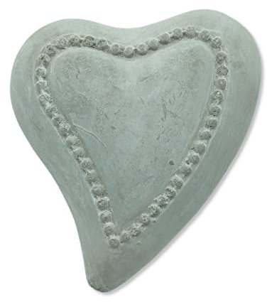 Beton Deko-Skulptur Herz 12 x 10cm grau Gartendeko Steinfigur Steinherz Trauerdekoration Grabschmuck