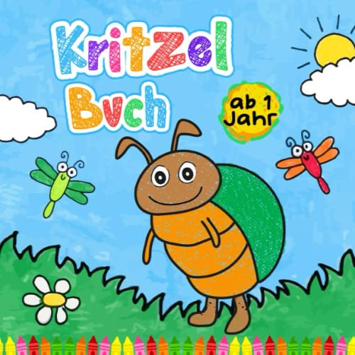 Kritzelbuch ab 1 Jahr: Erstes dickes Ausmalbuch Kritzeln und Ausmalen der ersten Gegenstände für kreative Kinder - 50 kindgerechten Motiven zum Kritzeln und Ausmalen.