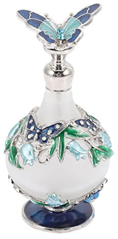 Kichvoe Botella de Perfume Vintage de Vidrio con Pedrería, Reutilizable, 25 ml, Colores Variados, Mariposa Tema