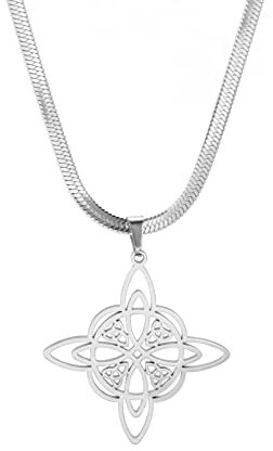 SIPURIS Hexenknoten-Halskette für Damen und Herren, Edelstahl, keltischer Hexenknoten, Hexenanhänger, geometrischer Schutz, Amulett, magisch, Wicca, heidnischer Schmuck, Geburtstagsgeschenke