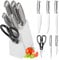 classbach® Ceppo di coltelli con coltelli - set di 7 pezzi con forbici da cucina, set di coltelli da cucina con lame in acciaio inox, set di 5x coltelli affilati + forbici da cucina, C-MBS 4018,bianco