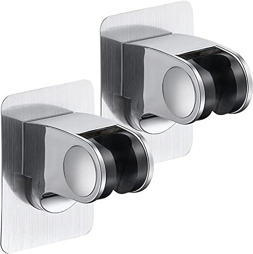 Clarmonde 2pcs Handbrause Halterung Ohne Bohren Clarmonde 3M Kleber Winkel Verstellbar,2PCS (Silver A- 2pcs)
