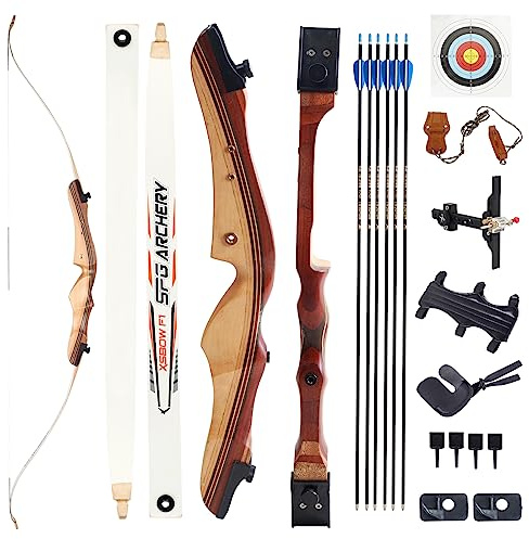 SOPOGER 54 /68'' Archery Set Adult Beginners - 20 lbs /30 bs Takedown Recurve Bows for Adults Youth Teens Men Women Wood Longbow for Outdoor Target Arrow Practice Shooting Training