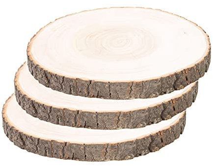 Rondin de Bois Deco 3 Pcs 20-22 CM - Tranches de Bois Naturel Convient pour Decoration Noel Bois, Marque Place Mariage.