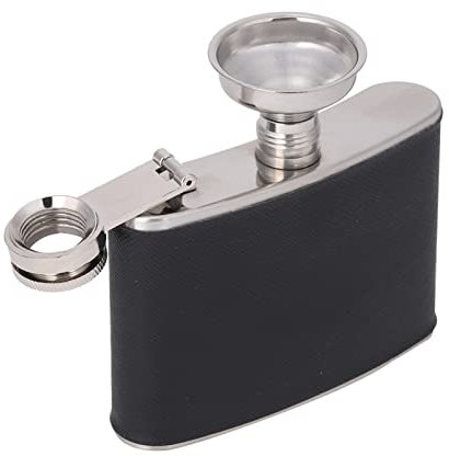 QANYEGN Decantador Portátil De Acero Inoxidable Para Vino Y Whisky, Recipiente Elegante Para Petaca De Alcohol Hip Hop De Cuero (5Oz/150Ml)(4oz jug + 1 funnel)