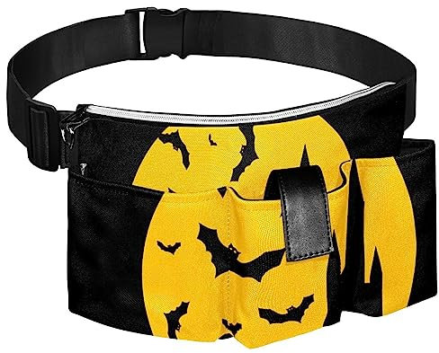 Gürteltasche Reisegürteltasche Werkzeugtasche,Halloween Castle Bats Vollmond,Hüfttasche Strapazierfähiger Canvas-Reißverschluss,Verstellbarer Gürtel