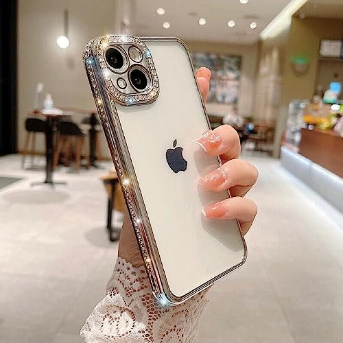 Diamond Hülle Elegante Smartphonehülle transparenter Hintergrund kompatibel mit iPhone 13 Pro Silber