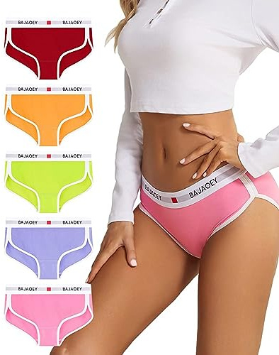 PHOLEEY Slip Unterhosen Damen Unterwäsche Feuchtigkeitsableitende Baumwolle Atmungsaktives Bikini Höschen für Frauen Weiche Bequeme Slips 5er-Pack, S, M, L