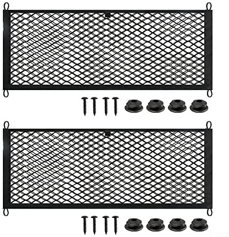 LVYXON 2 bolsas de red de almacenamiento para coche con tornillos (25 x 60 cm), redes organizadoras de malla negra, almacenamiento de cámper, bolsa de malla de alta elasticidad, bolsillo organizador