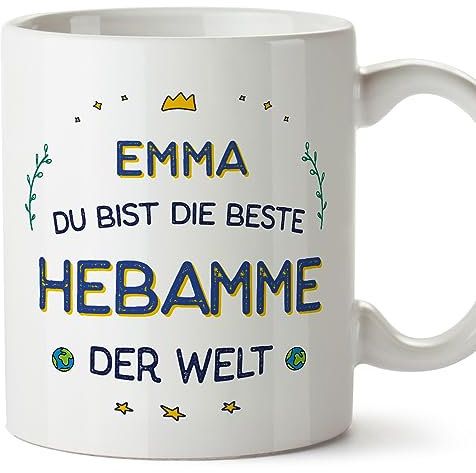 Mugffins Tassen Personalisierten für HEBAMME Frau - Auf Deutsch - Beste der Welt - 11 oz / 330 ml - Individuell Anpassbar Geschenk Mitarbeiter