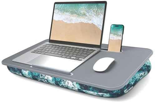 MillHome Lap Desk for Laptop, Cushion Detachable and Washable, Fits Up to 17 Inch, with Tablet Slot and Stopper, Used as Lap Desk for Laptop, Blue