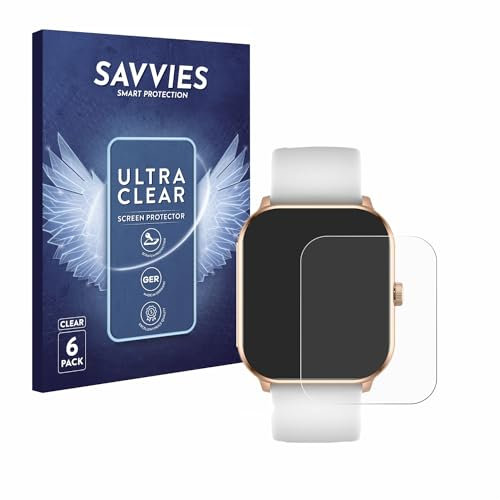 Savvies 6 Stück Schutzfolie für Ice-Watch ICE Smart 021413 1.85 Displayschutz-Folie Ultra-Transparent