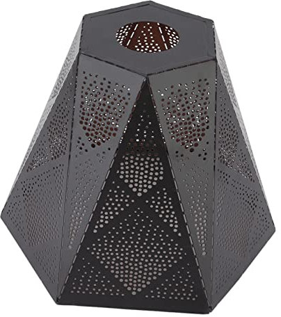 Gsycle Black Lamp Shades, Metal Lampshade with Pattern Modern Style Small Lamp Shade Barrel Lampshades Wrought Iron Lamp Shade for Table Lamp