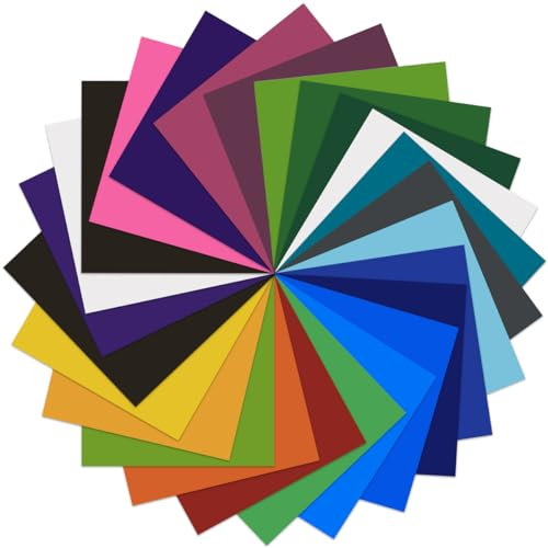 FINZOO 25 Pack Permanent Vinyl Sheets,Self Adhesive Vinyl Sheets,12 x 12 inch Craft Vinyl for Home Decor,Weeding Machines,Logo, Banners, Window Graphics,Deco Sticker