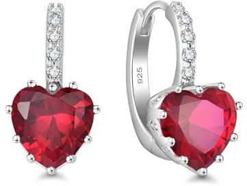 Starchenie Ohrringe 925 Sterling Silber Geburtssteine Rubin Zirkon Anhänger Ohrhänger Schmuck Geschenk für Damen