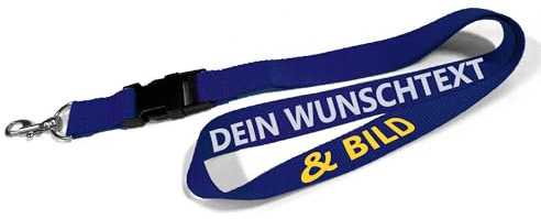 Kiwistar UG - Schlüsselband 25 mm - navy - bedruckt mit Ihrem eigenen Schriftzug und Foto - individuell personalisiert - Lanyards Geschenkartikel Wunschtext