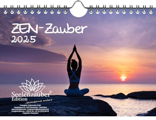 ZEN - Zauber DIN A5 Wandkalender für 2025 Feng Shui Yoga Entspannung - Inhalt: 1x Kalender 1x Weihnachtsanhänger 1x Grußanhänger (gesamt 3 Teile)