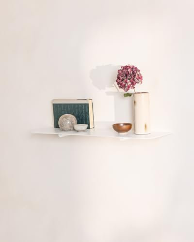 Metallbude Wandregal LENN - Weiß - Modernes, minimalistisches Metallregal mit Wandmontage- Kratz-, Stoß- & Schlagfest - 60x17x2,2 cm