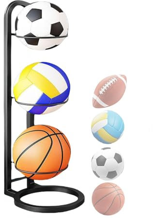Vertical Ball Storage Rack, Metal Basketball Holder, Multi-Layer Ball Organizer Rack, Standing Basketball Rack Stand, Simple Ball Storage Shelf For Basketball Football Volleyball