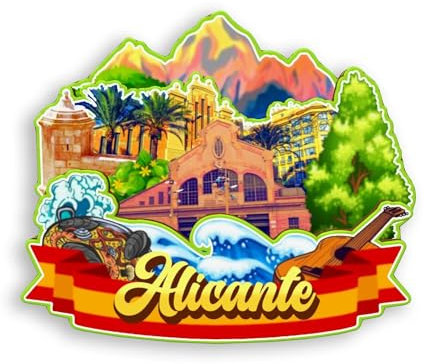 Quwsne Refrigerator Magnet Alicante Spain Fridge Magnet City Travel Souvenirs Tourist Gifts 3D Classic Landmarks Handmade Crafts Home Decoration -1565, QS-WC-1565