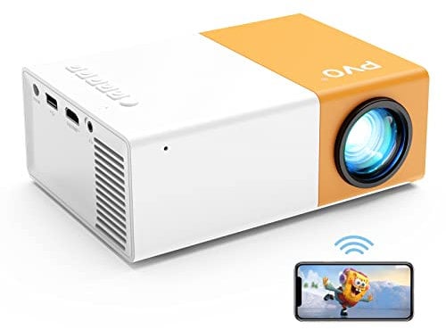 Proiettore, proiettore PVO WiFi Film Portatile, Schermo del Telefono può Essere Specchiato al Proiettore in Modalità Wireless o Tramite Cavo Dati, Compatibile con Phone/Tablet/Laptop/TV Stick/USB
