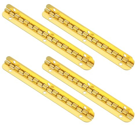 sourcing map Metal Piano Hinges 90 Degree Long Folding Hinges with Screws for Wooden Box, Cabinet Closet, 100x9mm Gold, 4 Pcs