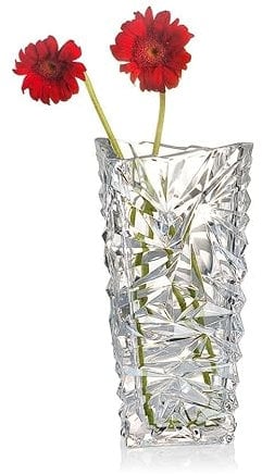 Queensway Home & Dining Crystal Look Heavy Glass Bouquet Flower Vase Holder for Home Table Decor Wedding Centrepiece Dining and Living Rooms