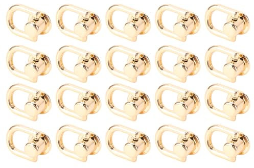20PCS Gold D Rings Rivets with Screws, 360 Rotatable Brass Post Head Buttons Studs Rivets Nails Chicago Stud Screw for DIY Leather Collar Belt Backpack Handbag (Gold)
