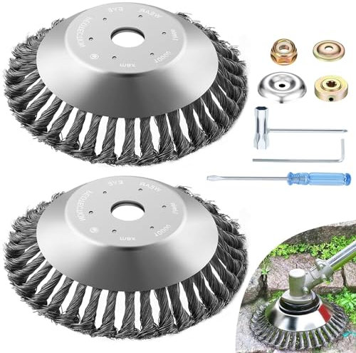Cepillo desbrozadora de 2 Piezas, 25,4 mm, 2025 Dientes de Alambre, Universal, 6 Pulgadas + 6 Pulgadas, Cepillo de malezas para Cortador de malezas, Cepillo de Alambre para Cortador de Cepillo