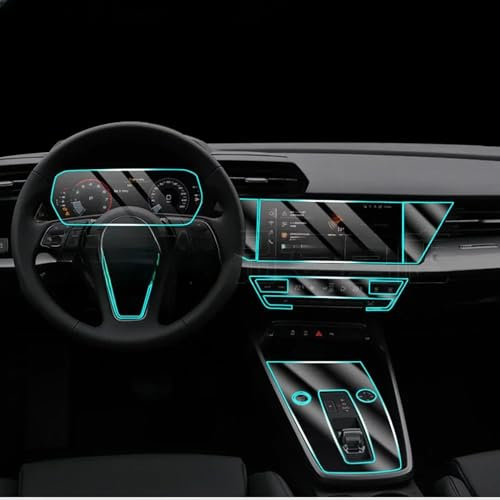 WRHOME Für Audi A3 8Y 2024 2023 2022 2021 Auto-Innenfolie,Kratzfest,transparente TPU- Folie Reparatur Schutzfolie Auto Innenraum Zubehör,A-transparent