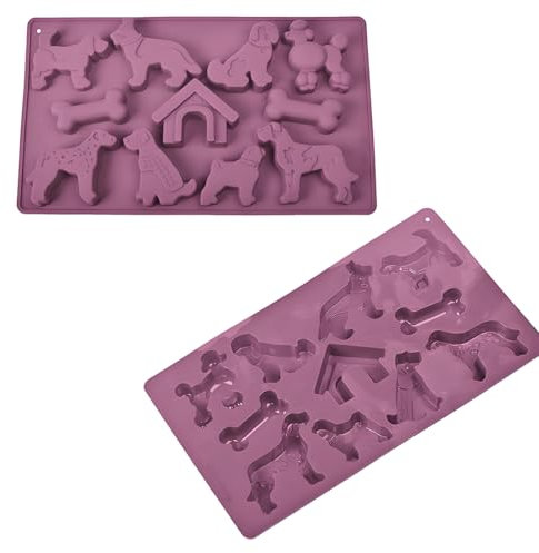 Silicone Mold for Baking,11-Cavity Dogs Bones & Dog Shaped Non-Stick Food Grade Silicone Molds for Chocolate, Ice Cube,Candy, Jelly, Dog Treats, Cupcake Baking Mould, Muffin Pan