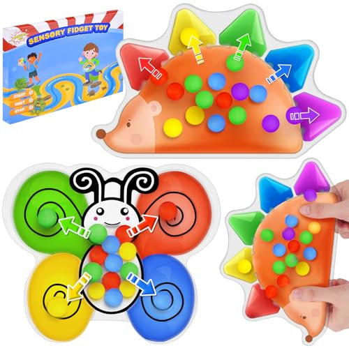 Pipihome Juguetes Sensoriales De ClasificacióN De Colores, Juguete Sensorial para NiñOs PequeñOs, Juguetes De ClasificacióN De Colores, Juguetes Apretar En Forma Erizo Mariposa para NiñOs Y NiñAs (A)