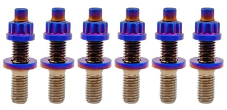 RISON-Titanium 6 Set Titan Auspuffkrümmer Stehbolzen Kit M10x1.25x54mm, GR5 Titan Ansaugung Auspuff Bolzen und Muttern Kit, Krümmerstehbolzen Abgaskrümmer Kit passend für Ford, Honda