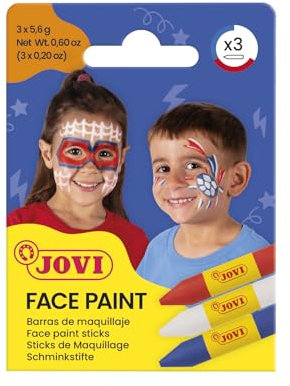 Jovi - 3 Barras de maquillaje facial Adventure, colores rojo, blanco y azul, para carnaval o halloween, hipoalergénico (175AD)