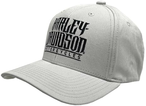Harley-Davidson Baseballkappe für Herren, bestickt, Stretch-Passform, Grau