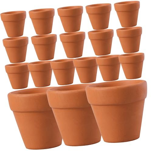 OFFSCH Lot de 20 Mini Pots en Terre Cuite Rouges en Céramique Contenants À Fleurs Petits Pots en Argile avec Trous