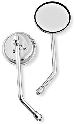TIMJAN Motorrad Spiegel Verchromter Motorradspiegel Mit 8 Mm Und 10 Mm Gewinde Für Harley XL 883 Road King CB400 GN250