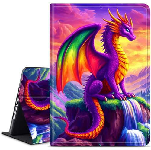 Dikoer for Amazon Kindle Fire HD 8 (8th/7th/6th Generation, 2018/2017/2016 Release) 8 Tablet Case, Slim Kickstand Stand Leather Smart Cover with Auto Wake/Sleep, Purple Dragon Sky