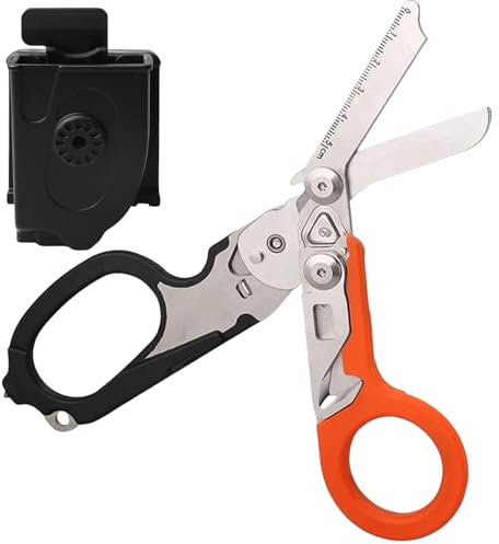 Trauma Schere: Multitool Rettungsschere mit 6 Praktischen Funktionen, Notfallschere, Faltbare Scherenzange aus Edelstahl für Professionellen Einsatz im Rettungsdienst Oder Alltägliche Aufgaben