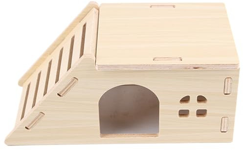 Hamster Holzhaus Mit Leiter | Fun Hamster Aktivitätset | Fluchtdichtes Holzmäuse Cage | 17,5x8.8x7cm | Bequem | Mehrzweck | Für Ruhe- Und Spielübung